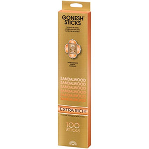 Gonesh Extra Rich Collection Sandalwood – 100 Stick Pack-Incense Count