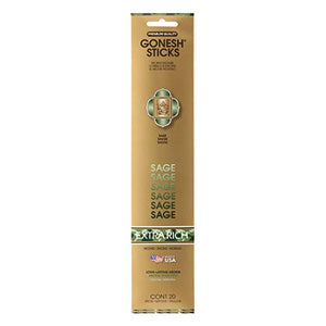 Sage- 20 STICK PACK - Extra Rich Incense by GONESH