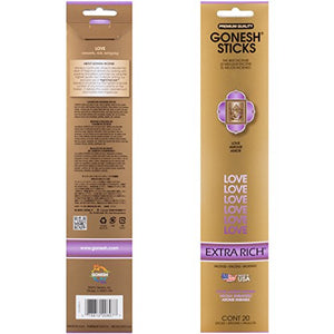 Gonesh Extra Rich Collection Love Incense (4 Pack), 80 Count